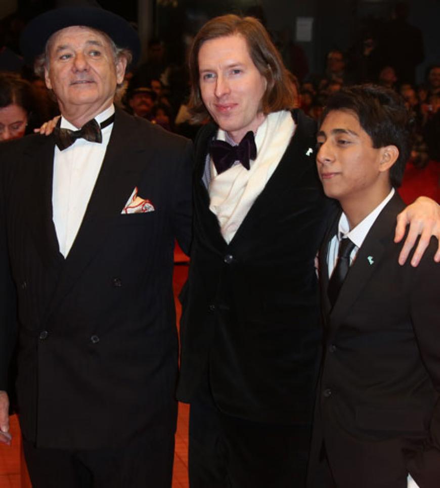 Bill Murray (l), Tony Revolori (r.) und Regisseur Wes Anderson auf der Weltpremiere von