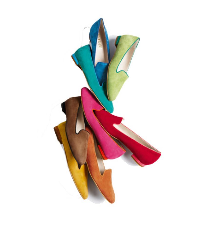 Bunt, bunt, bunt, sind alle meine Kleider... und Loafers. Die samtweichen Mokkassins aus 100% Veloursleder habens uns angetan. Über madeleine.de, ca. 120 Euro