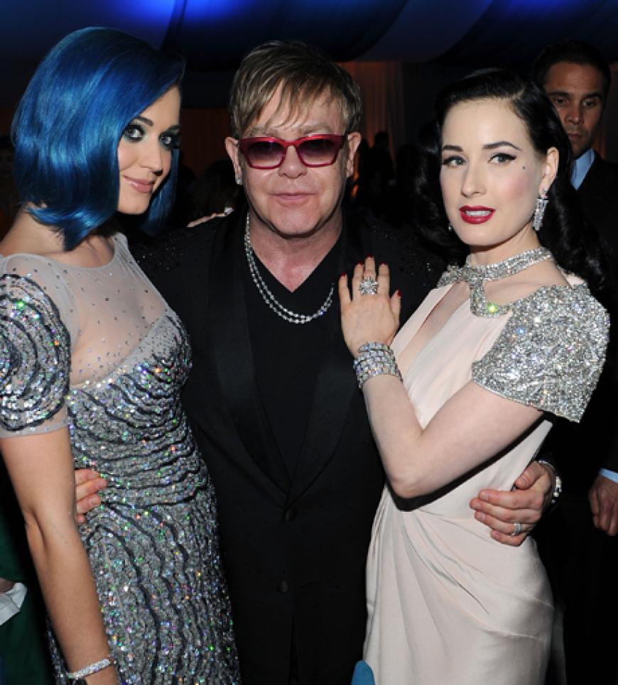Cooles Trio: Katy Perry, Elton John und Dita Von Teese