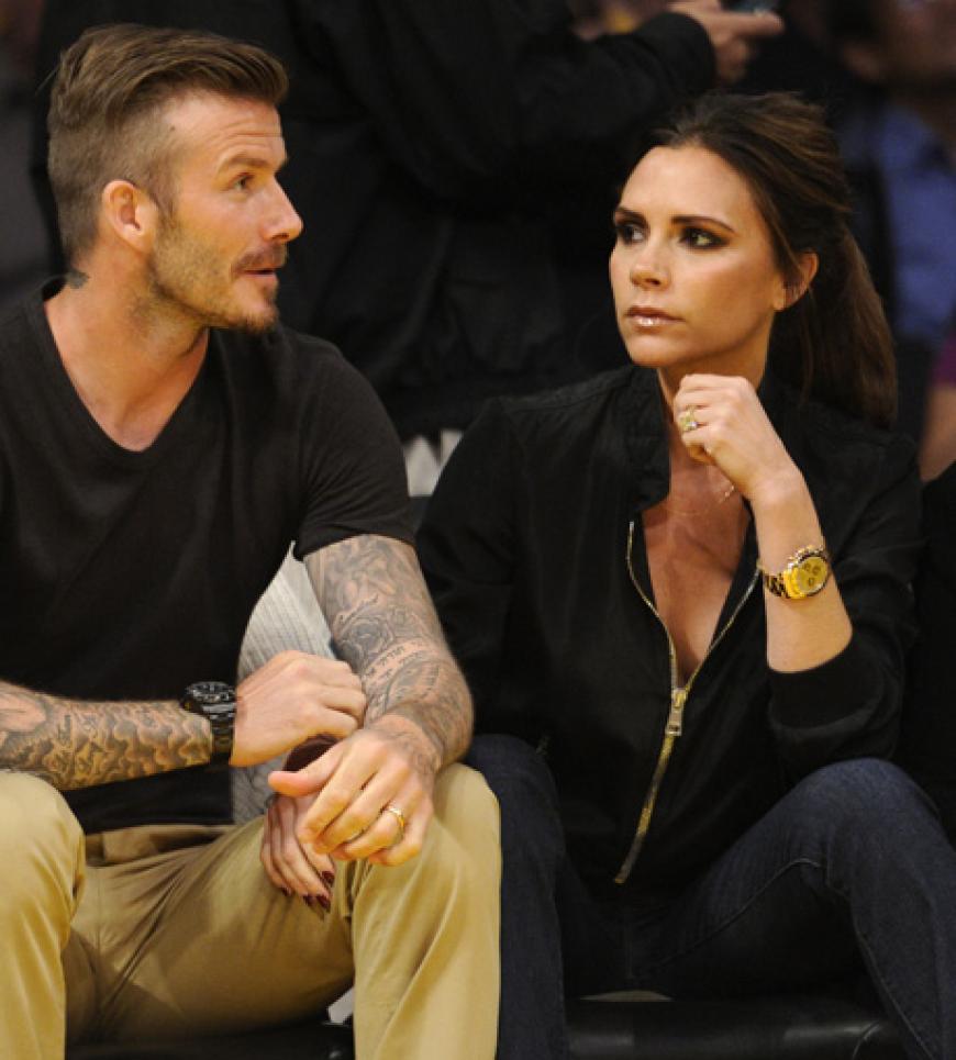 Immer gern gesehen: David und Victoria Beckham in der ersten Reihe der Los Angeles Lakers