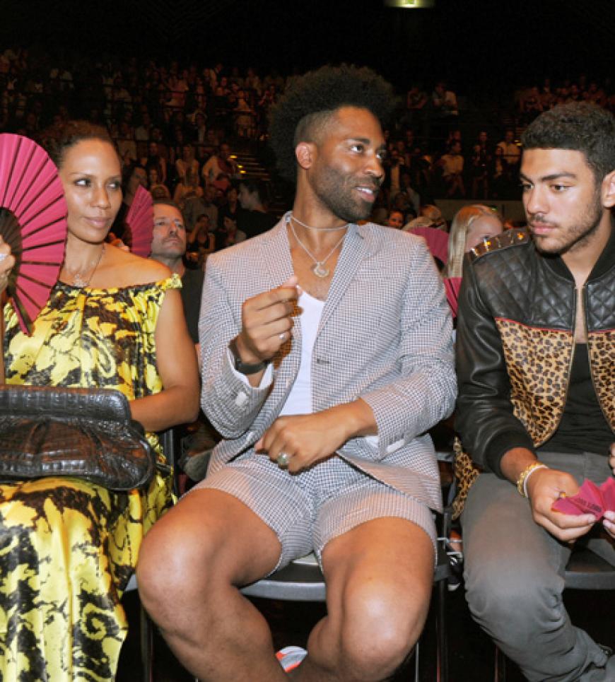 In der Frontrow bei der Michalsky Show: Barbara Becker mit Chris Glass und Noah Becker
