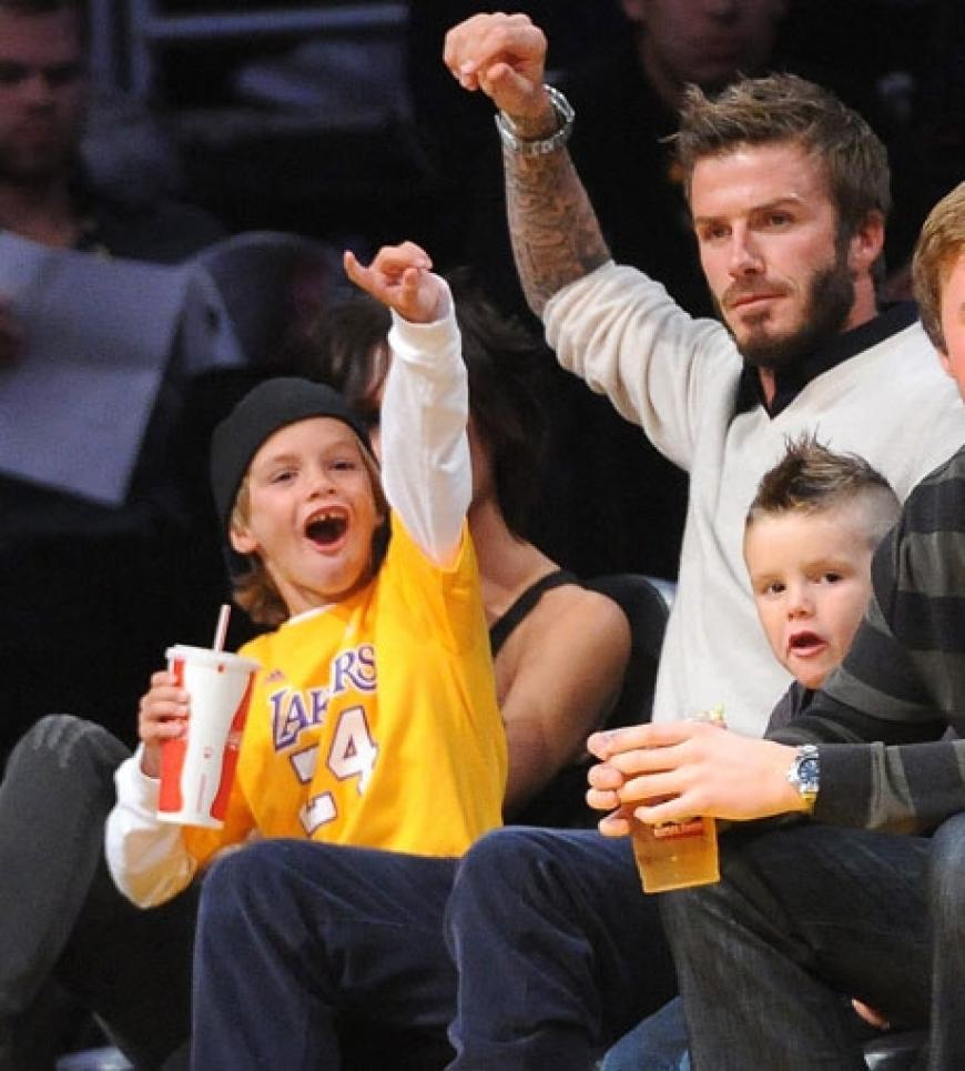 Jubel für die Lakers: Doch am Ende mussten sich das Lieblingsteam der Beckhams gegen die Mannschaft von Basketball-Star Dirk Nowitzki geschlagen geben