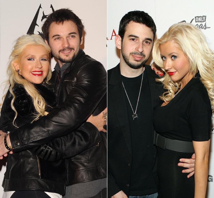 Christina Aguilera ist auch ganz typtreu. Ein dunkelhaariger, leicht verwaschener Normalo mit Drei-Tage-Bart. Die Ehe mit Jordan Bratman (rechts) ging leider in die Brüche. Nun ist sie mit Matt Ruttler liiert. Vielleicht, damit Sohn Max die Umstellung nicht bemerkt?