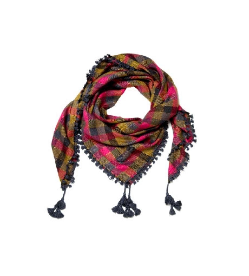 2. Seventies Look mit petrolfarbenen Quasten und eingewebten Lurexfäden von Designers Remix Collection, ca. 90 Euro