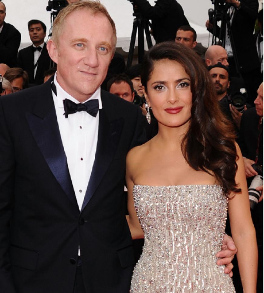Zu den ersten Top-Stars gehören Schauspielerin Salma Hayek mit Ehemann Francois-Henri Pinault