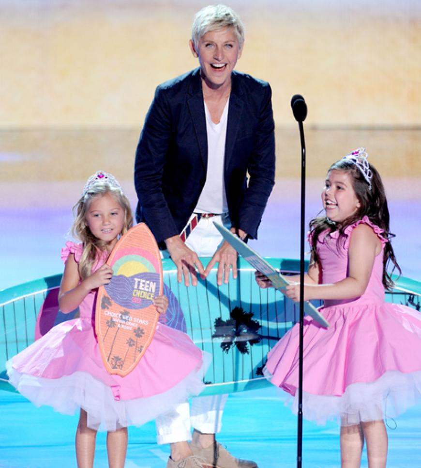 Ellen DeGeneres mit Rosie McClelland und Sophia Grace Brownlee
