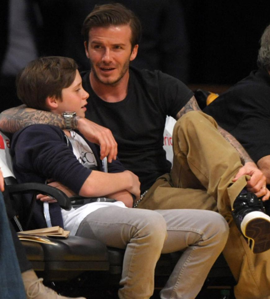 David und Brooklyn genießen den Vater-Sohn-Ausflug