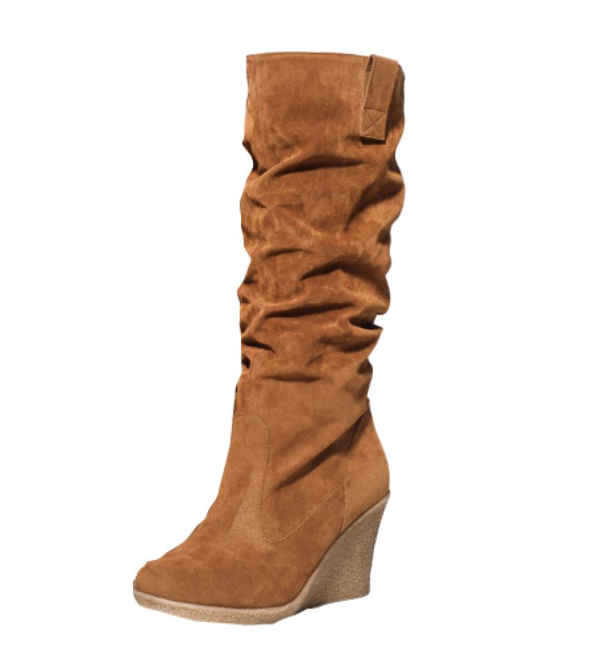 New Boho bei New Yorker: Keilabsatzstiefel aus Synthetik-Leder, ca. 40 Euro