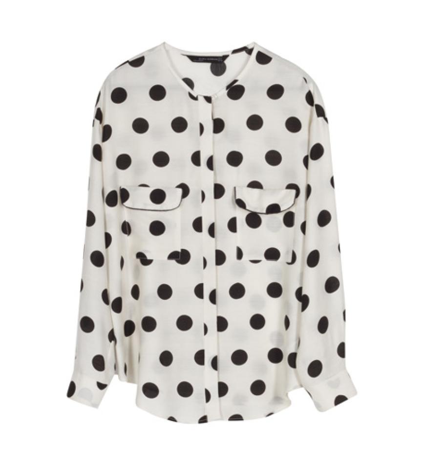 Transparente Bluse mit Punkten von Zara, ca. 50 Euro