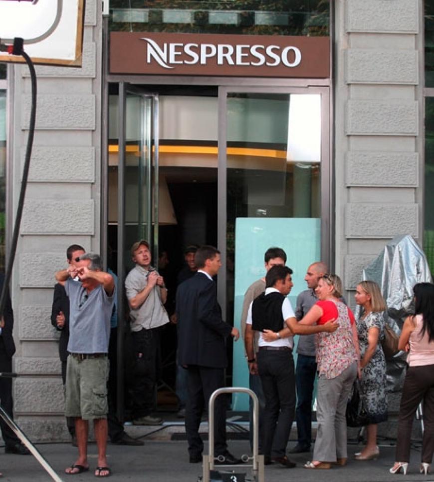George Clooney am Set für Nespresso