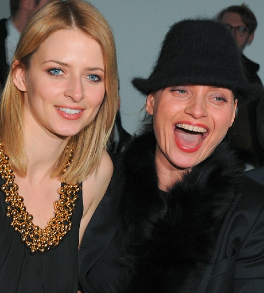 Topmodel Eva Padberg und Schauspieler Catherine Flemming am Donnerstag auf der Show des Designerlabels Joop