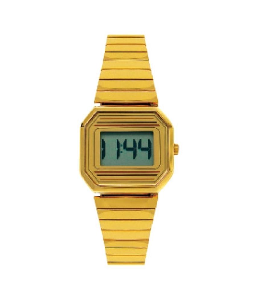 Das große 80er-Revival bringt uns
auch die Digitaluhren zurück: Uhr
mit elastischem Gliederarmband von Asos, ca. 20 Euro