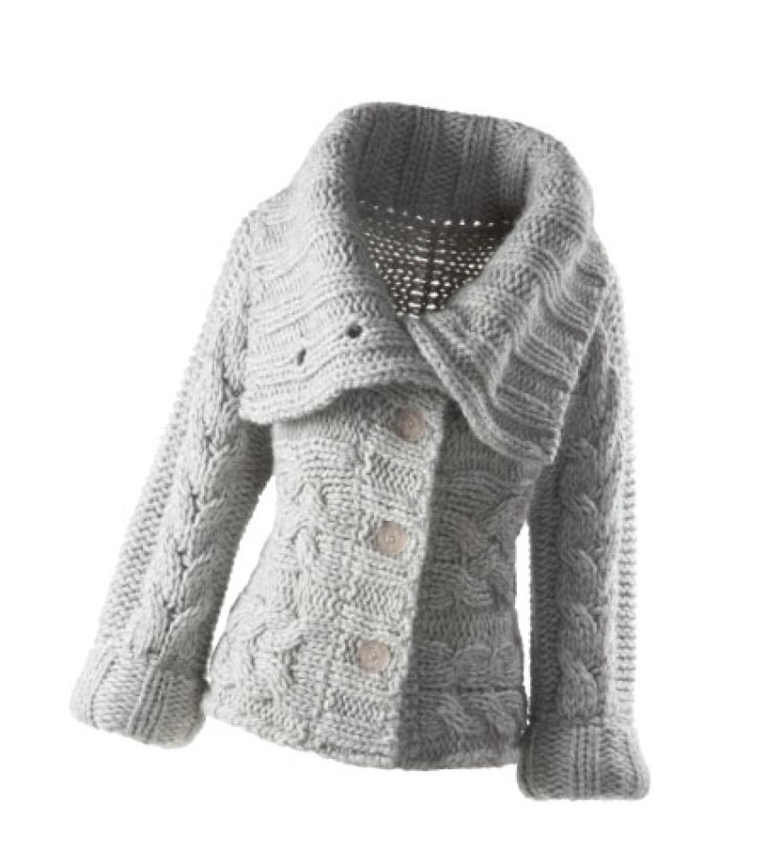 Verstrickt nochmal: Jacke mit Umschlagkragen von Essentials by Set, ca. 350 Euro