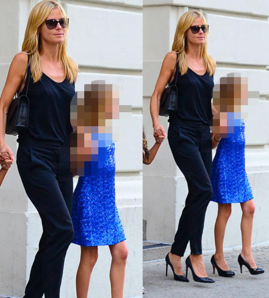 Heidi Klum unterwegs in New York. Ihre 10-jährige Tochter Leni trägt - wie ihre Mutter - High-Heels. Muss das sein? Heidi Klum unterwegs in New York. Ihre 10-jährige Tochter Leni trägt - wie ihre Mutter - High-Heels. Muss das sein?