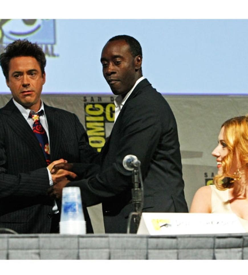 Schauspieler unter sich: Robert Downey Jr., Don Cheadle und Scarlett Johansson