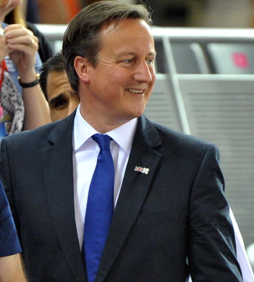 Der britische PremiermministerDavid Cameron sah sich den Teamsprint an