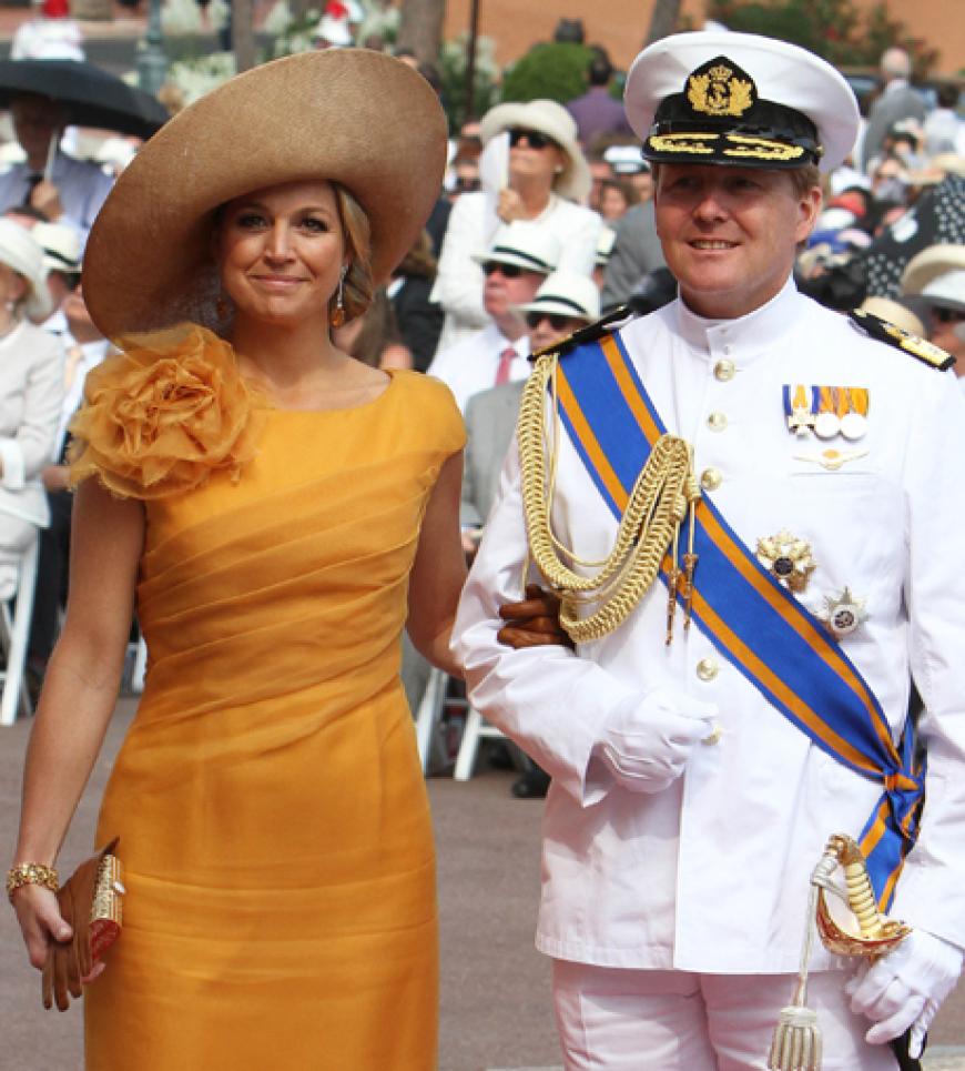 Strahlte in Sonnengelb: die niederländische Prinzessin Maxima und ihr Ehemann, Kronprinz Willem-Alexander