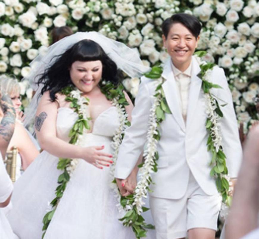 Gossip-Sängerin Beth Ditto hat im Juli ihre Freundin Kristin Ogato ganz in weiß geheiratet