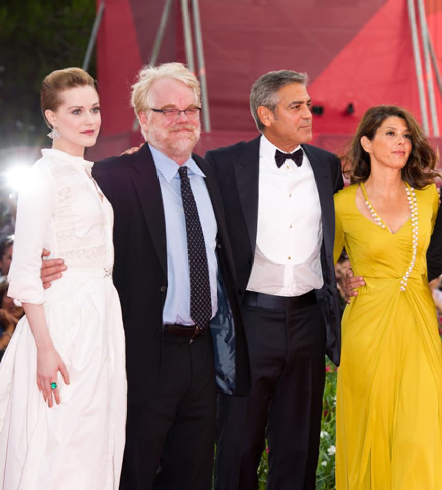 Glamouröser Auftakt: Am Mittwochabend feierten die Filmfestspiele von Venedig ihre Eröffnung mit Stars wie Evan Rachel Wood, Philip Seymour Hoffman, Regisseur George Clooney und Marisa Tomei. Das Quartett stellte seinen Film