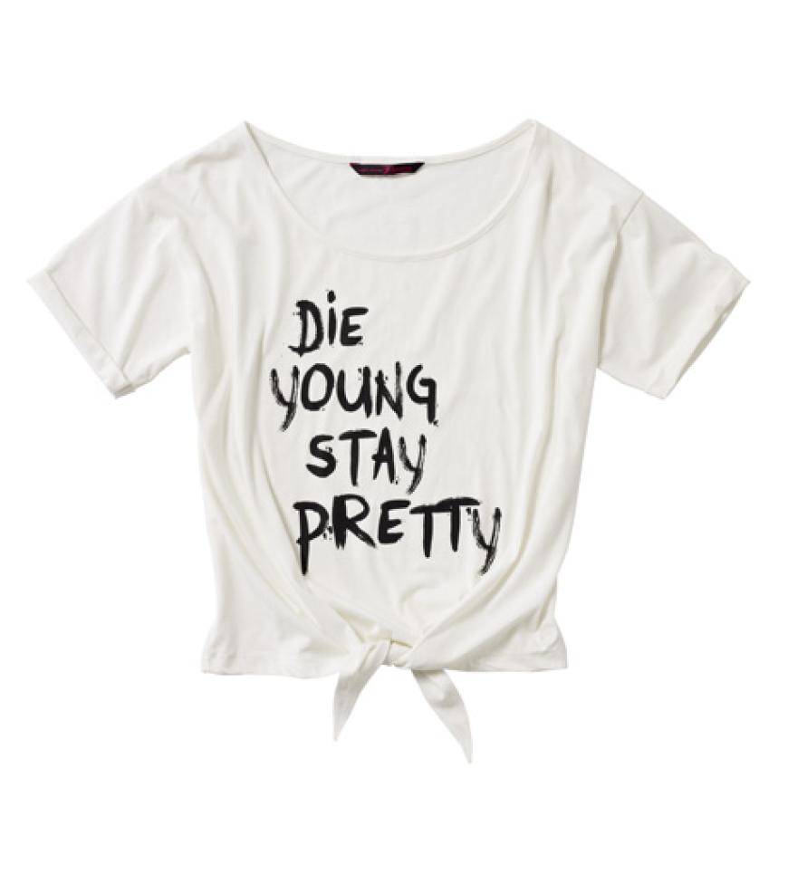 Geknotetes Shirt mit Schriftzug von Tom Tailor, ca. 20 Euro