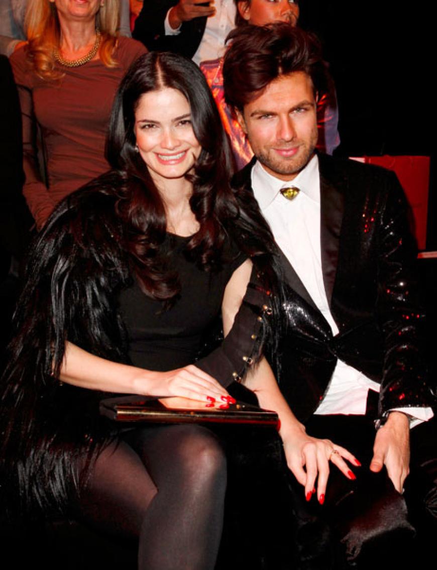Die frisch getrennte Shermine Shahrivar und Designer André Borchers bei bei der Guido Maria Kretschmer Fashion Show