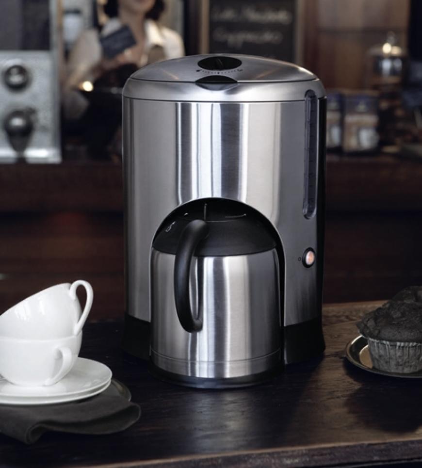 Thermo-Kaffeemaschine:
Vollmundiger Genuss für 4-12 Tassen. Preis 69,90 Euro