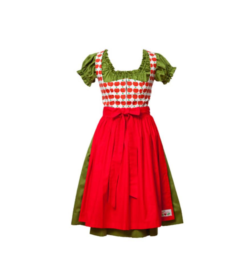 Zum reinbeißen! Das süße Dirndl mit Apfel-Print-Bluse ist von Mein Herzblut und über zalando.de für ca. 250 Euro erhältlich