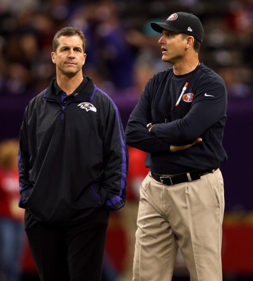 Es war der Showdown der Harbaugh-Brüder: Erstmals in der Geschichte standen sich zwei Brüder als Trainer in einem Duell gegenüber. Jim (49/r.,