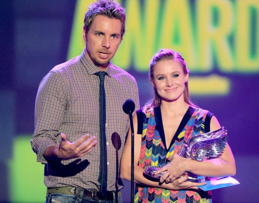 Die beiden Schauspieler Dax Shepard und Kristen Bell scherzten auf der Bühne