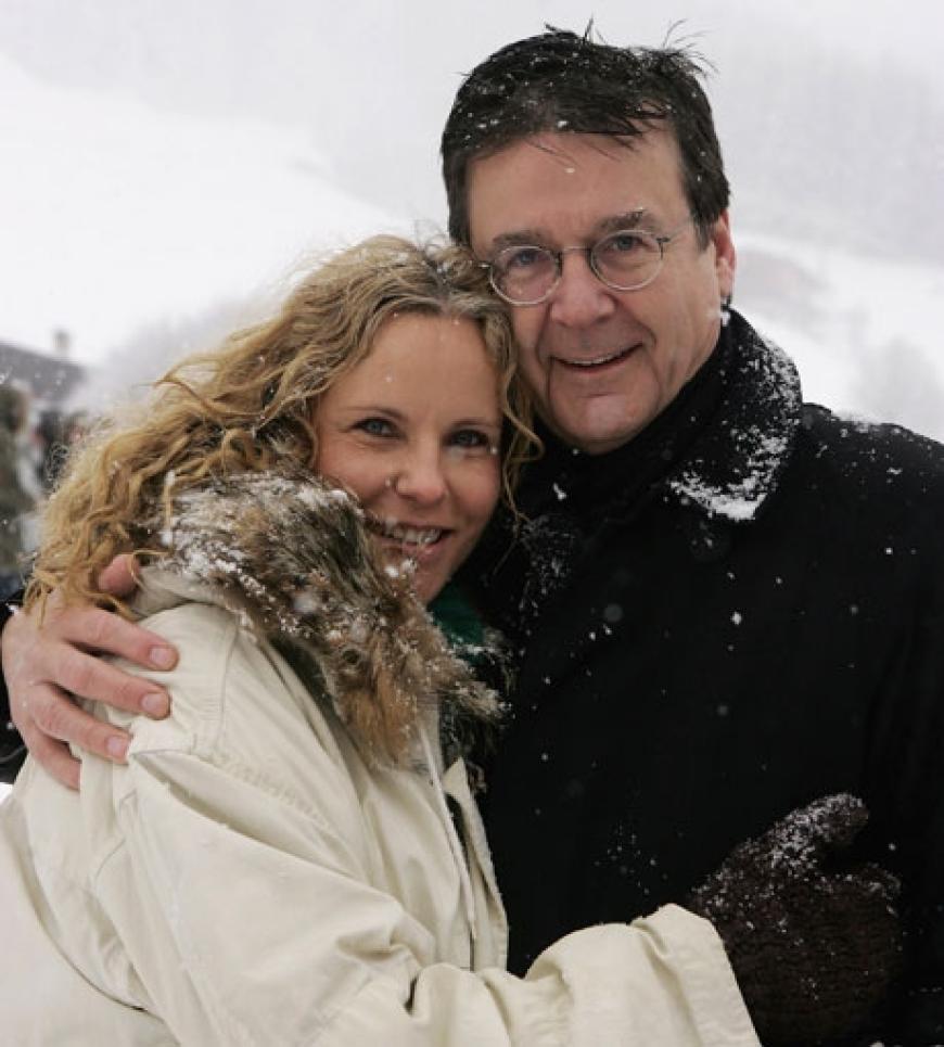 Auch auf den Schnee-Pisten unterwegs: Moderatorin Katja Burkhardt mit Ehemann Hans Mahr