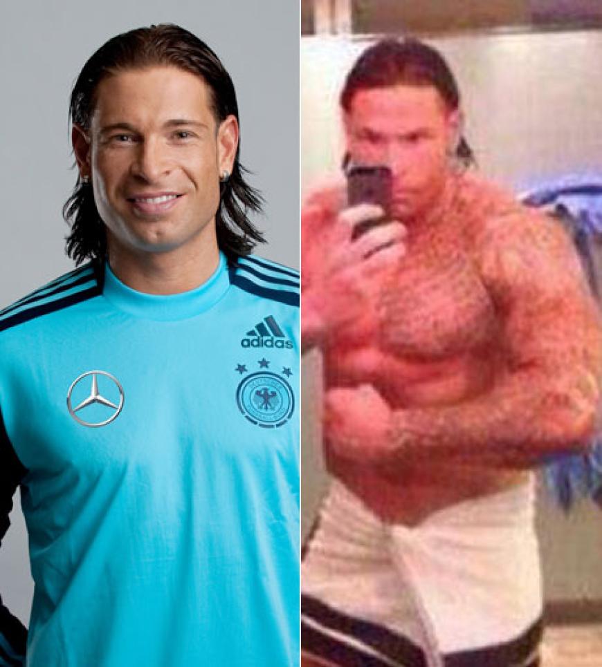 Links Tim Wiese 2011 für die deutsche Fußballnationalmannschaft, rechts auf dem Twitter-Foto, das für Wirbel sorgt