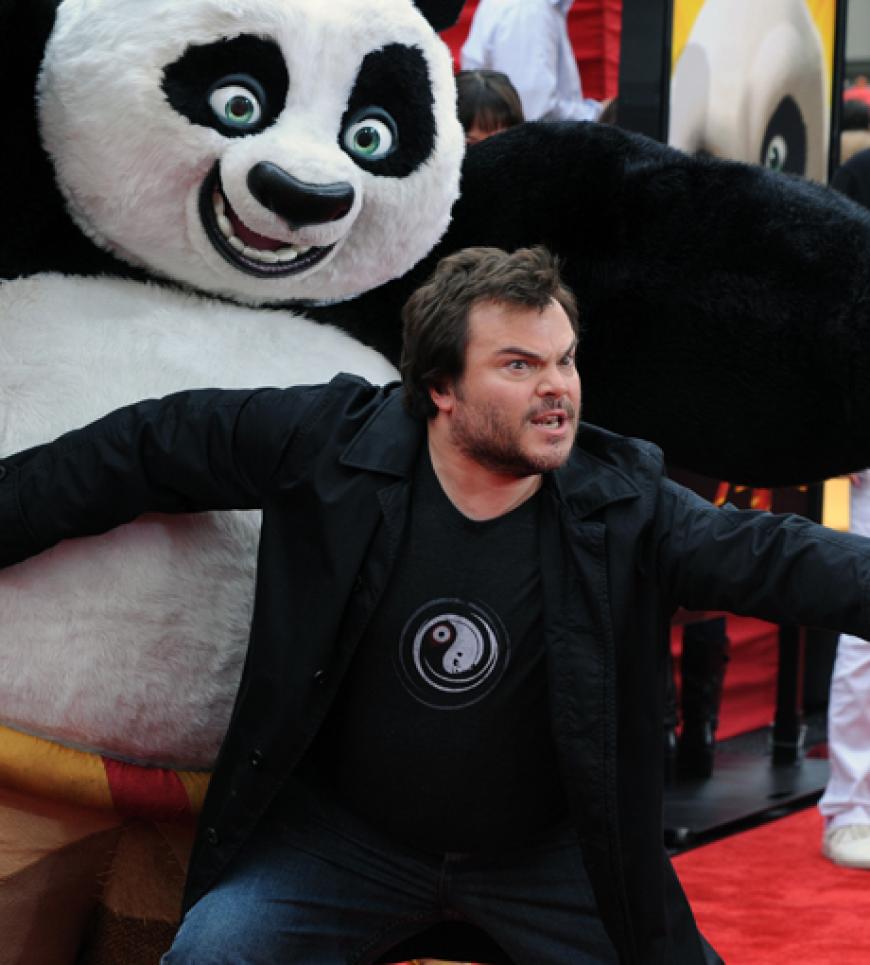 Da haben Klein und Groß Spaß: Jack Black in Posierlaune