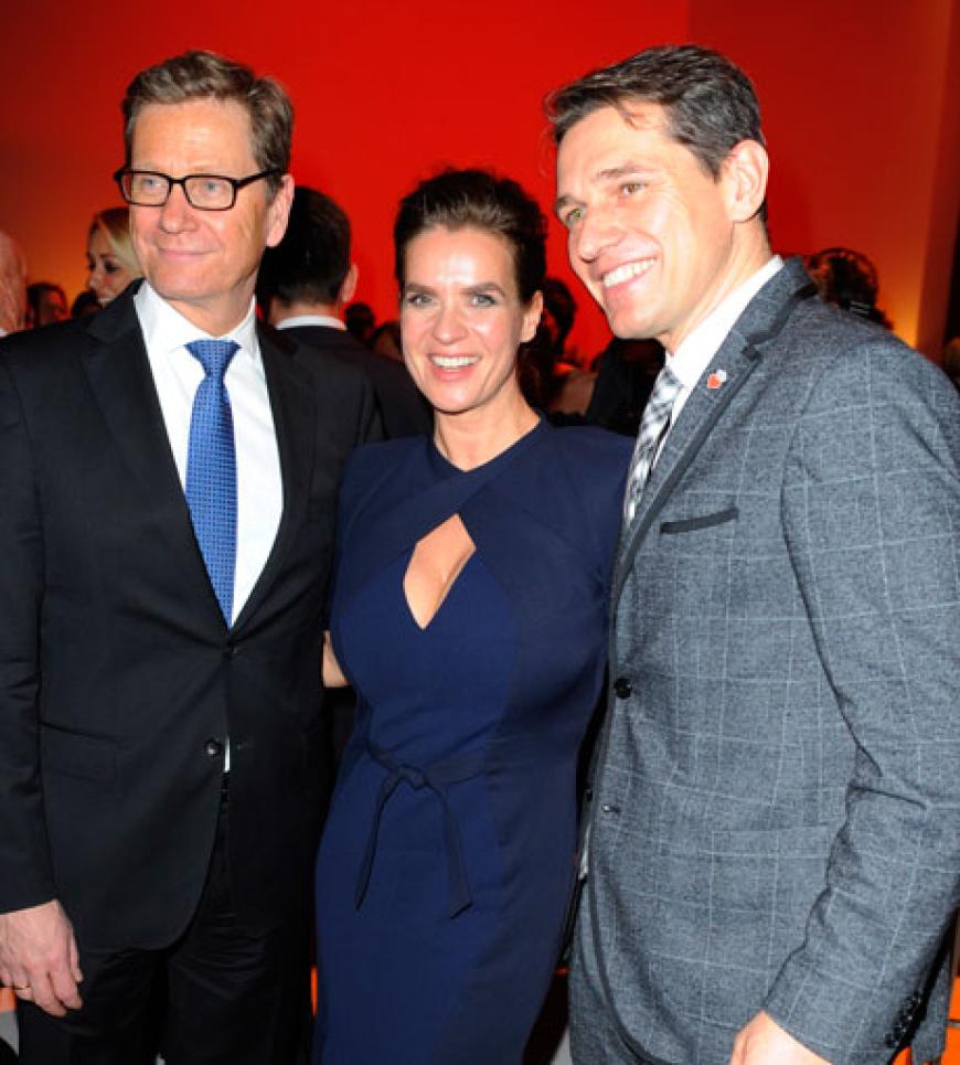 Guido Westerwelle mit Lebensgefaehrten Michael Mronz und Katarina Witt