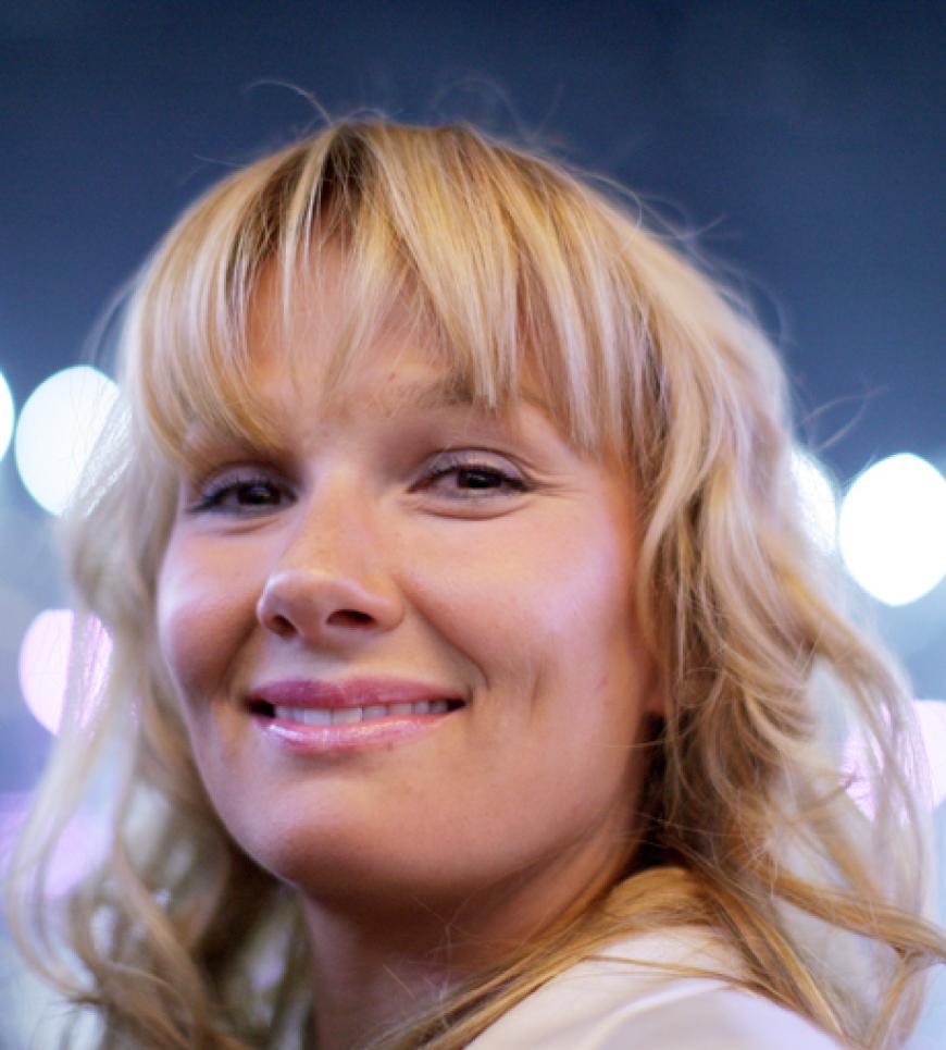 Sie weiß wie es ist, Weltmeister zu sein: die ehemalige Schwimmweltmeisterin Franziska van Almsick kam zur Unterstützung ihres Sportsfreunds Vitali