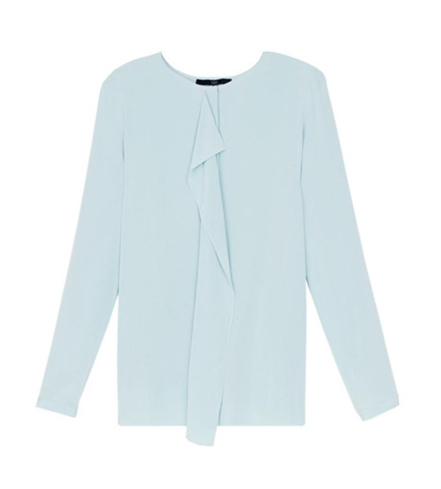 Hellblaue Seidenbluse von Tibi, ca. 300 Euro
