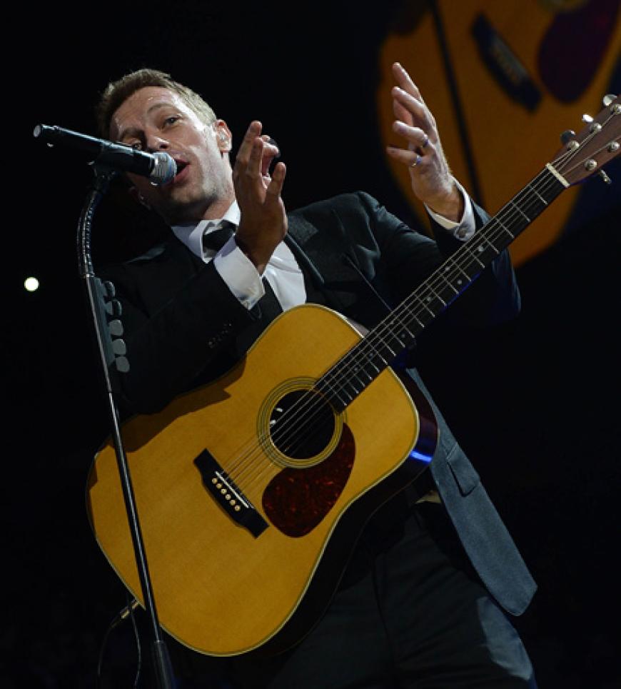 Chris Martin trat mit seiner Band Coldplay auf