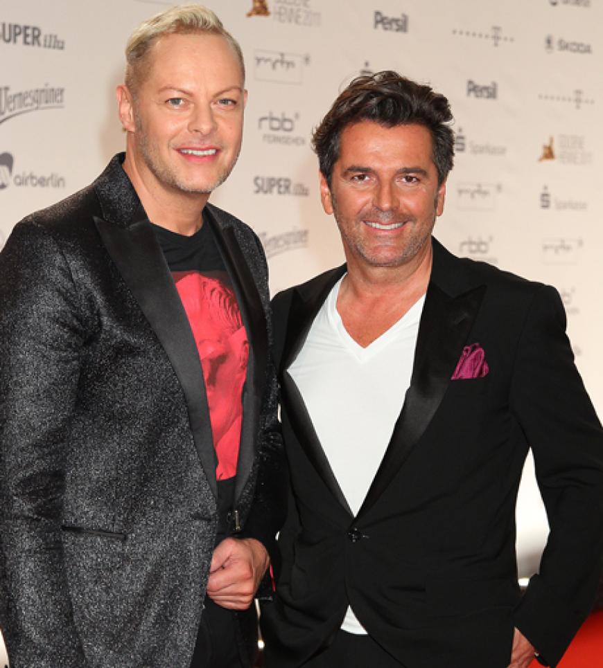 Strahlten um die Wette: Uwe Fahrenkrog-Petersen und Thomas Anders, auch bekannt als musikalisches Duo