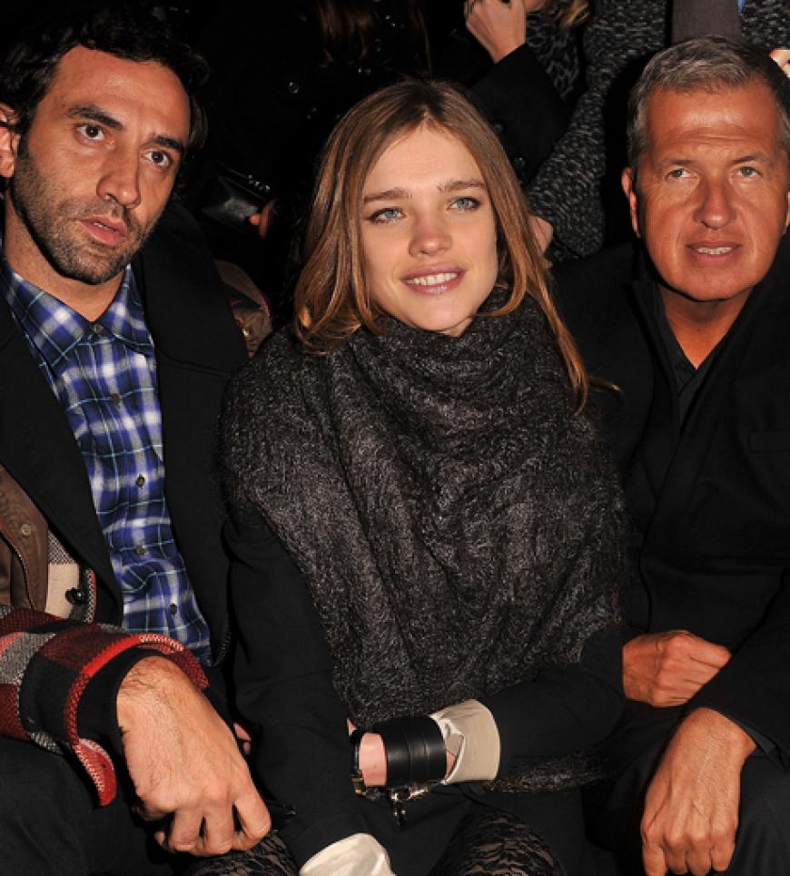 Cooles Fashion-Trio: Designer Riccardo Tisci mit Topmodel Natalia Vodianova und Star-Fotograf Mario Testino