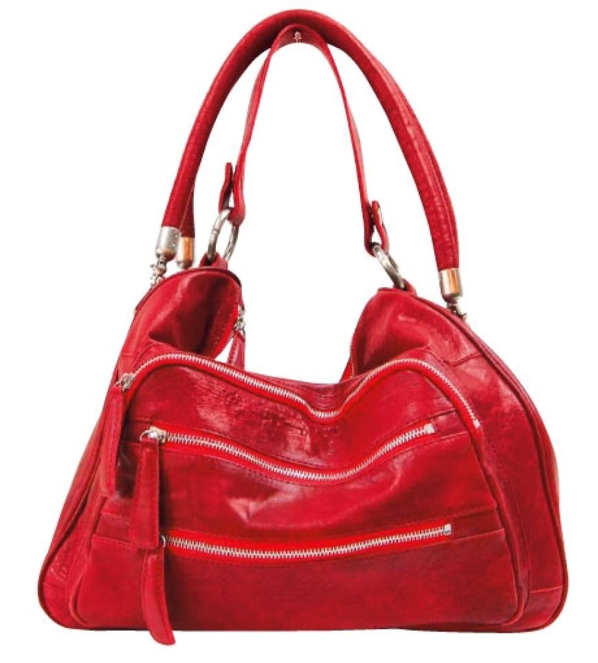Verschlossen: Lammledertasche mit Reißverschlüssen von Fredsbruder, ca. 230 Euro