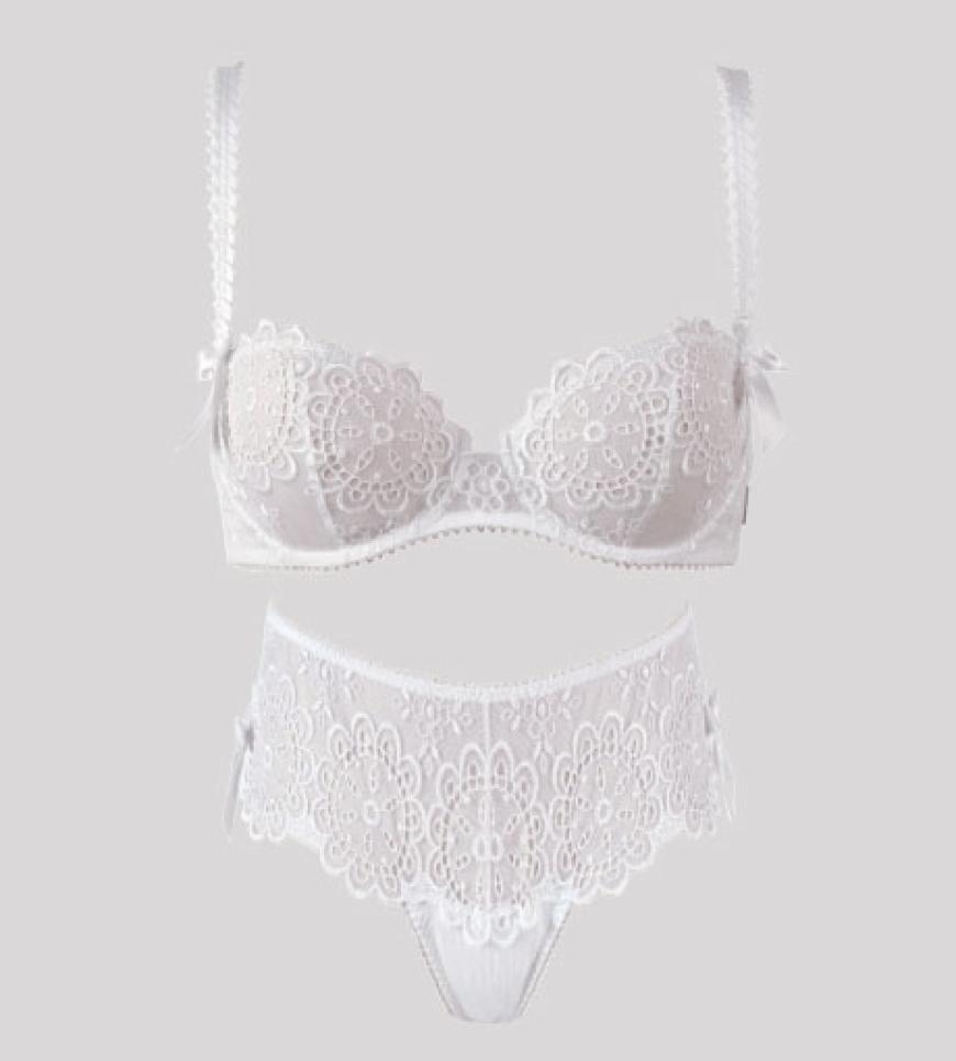 Häkeloptik von Schiesser: Balkonett-BH ca. 40 Euro, Panty ca. 25 Euro
