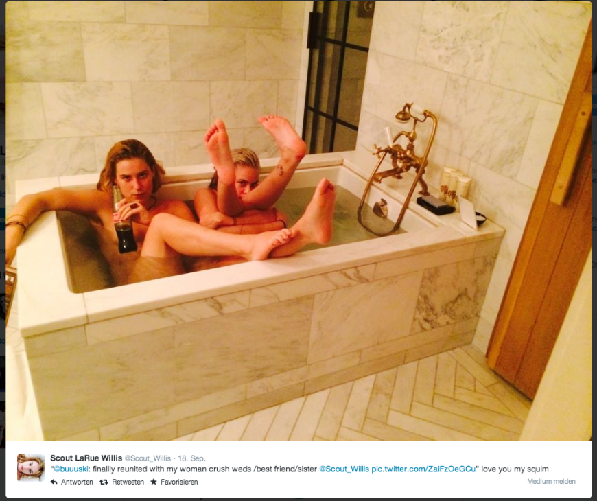 Ganz schön wild! Die freizügigen Töchter von Bruce Willis und Demi Moore, Scout und Tallulah, zeigen sich auf Twitter nackt in der Wanne