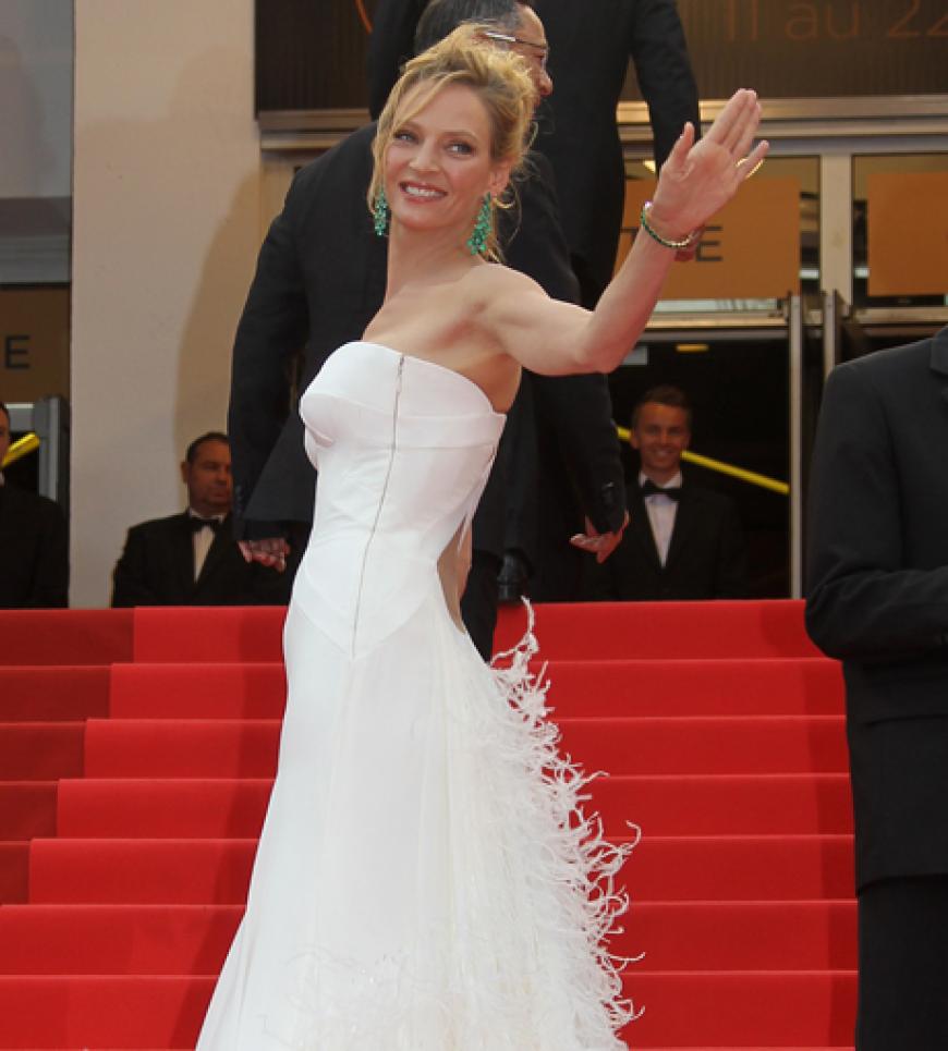 Wow, strahlend schön präsentierte sich Hollywood-Star und Jury-Mitglied Uma Thurman bei der großen Eröffnungsgala