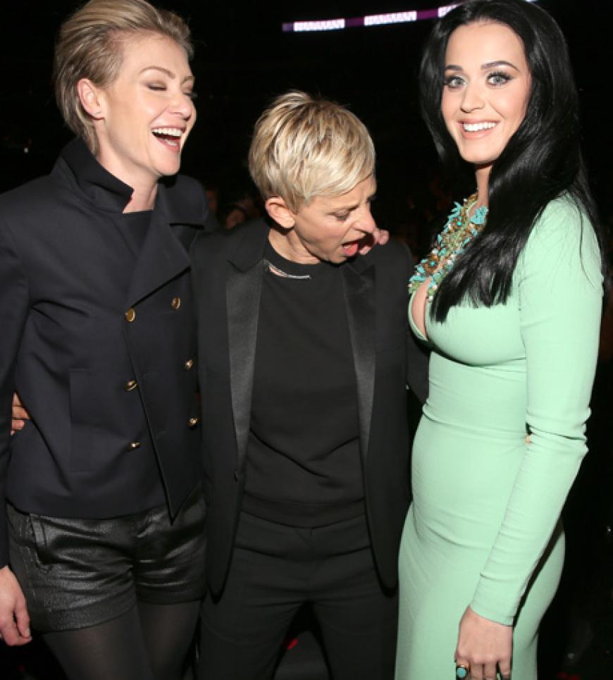 Katy Perry mit Portia de Rossi und Ellen DeGeneres