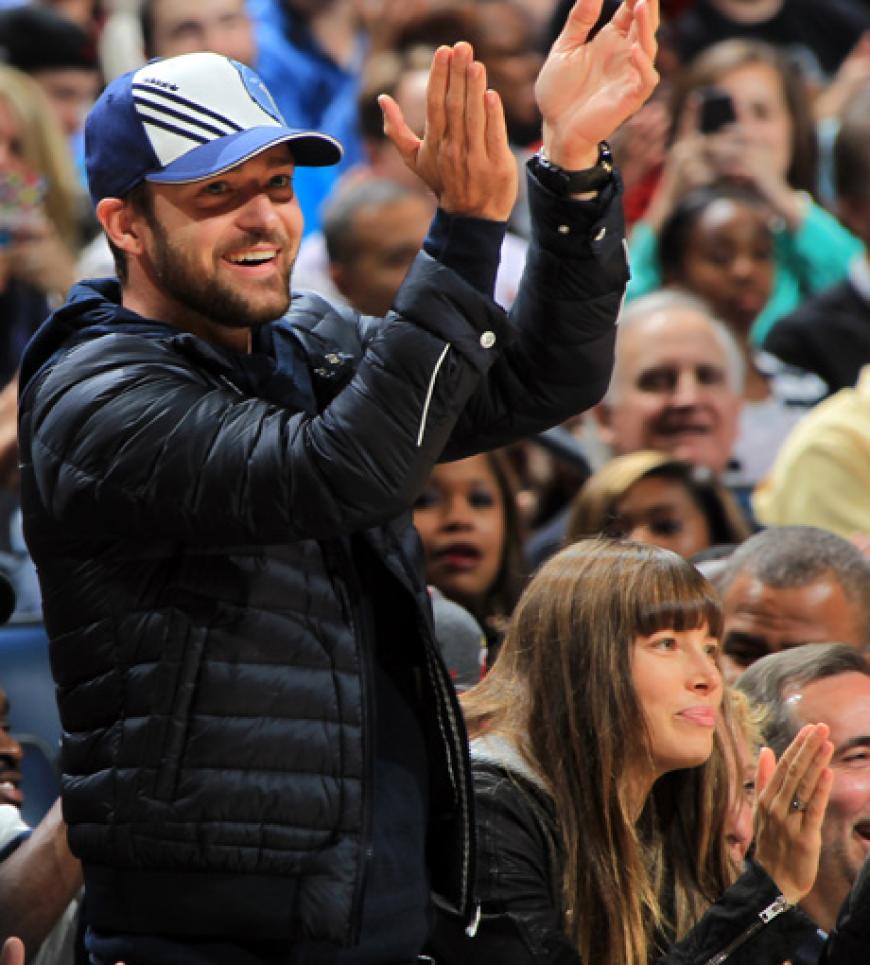 Star-Auflauf beim Basketball-Spiel der LA Lakers gegen die Memphis Grizzlies: Der frisch verheiratete Justin Timberlake zeigte sich allerbester Laune