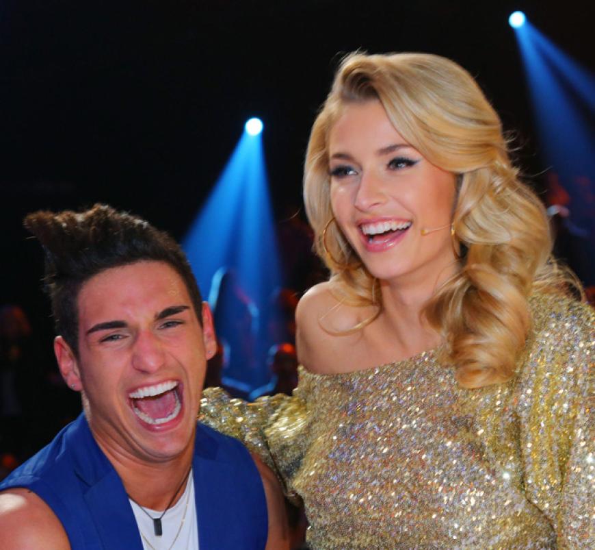 Lena Gercke beglückwünscht Patrick Feldmann zum Einzug ins Finale
