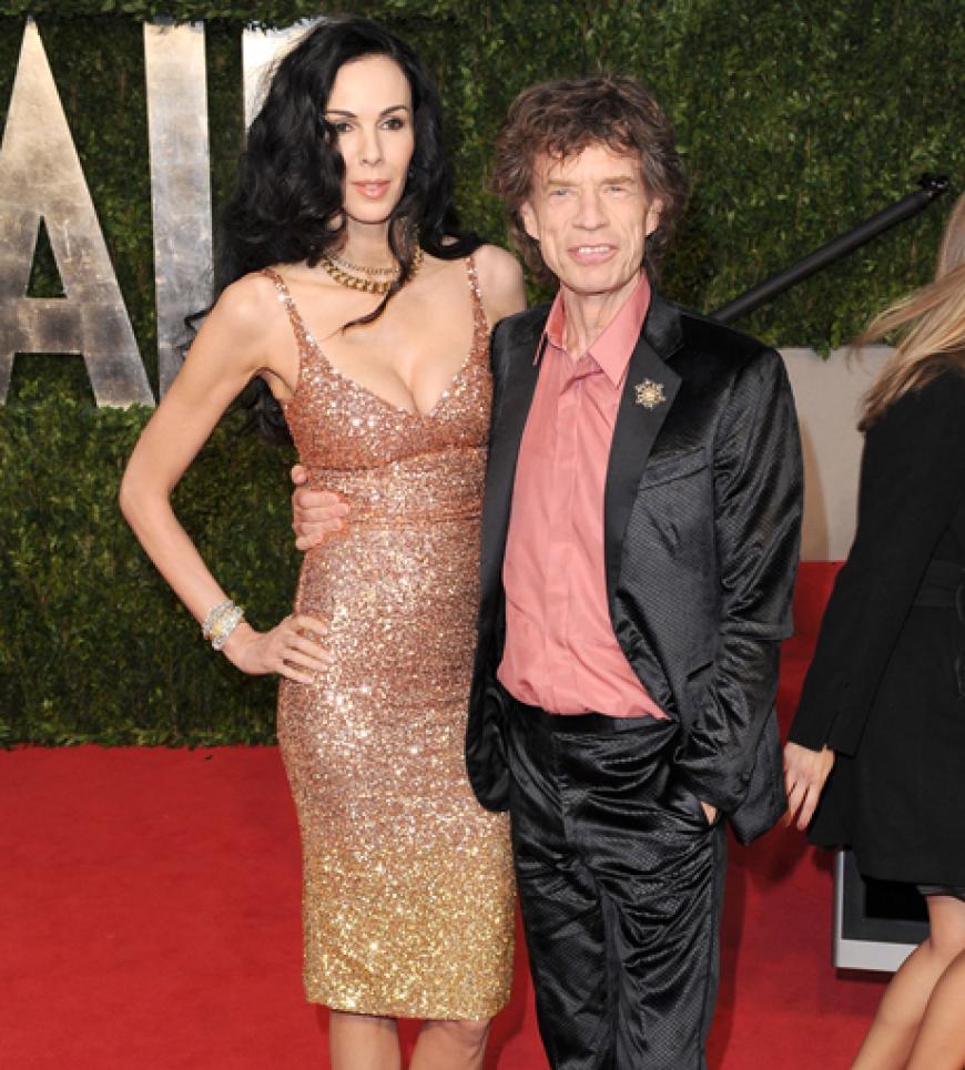 Designerin L'Wren Scott und Mick Jagger stellen sich für ein Foto auf