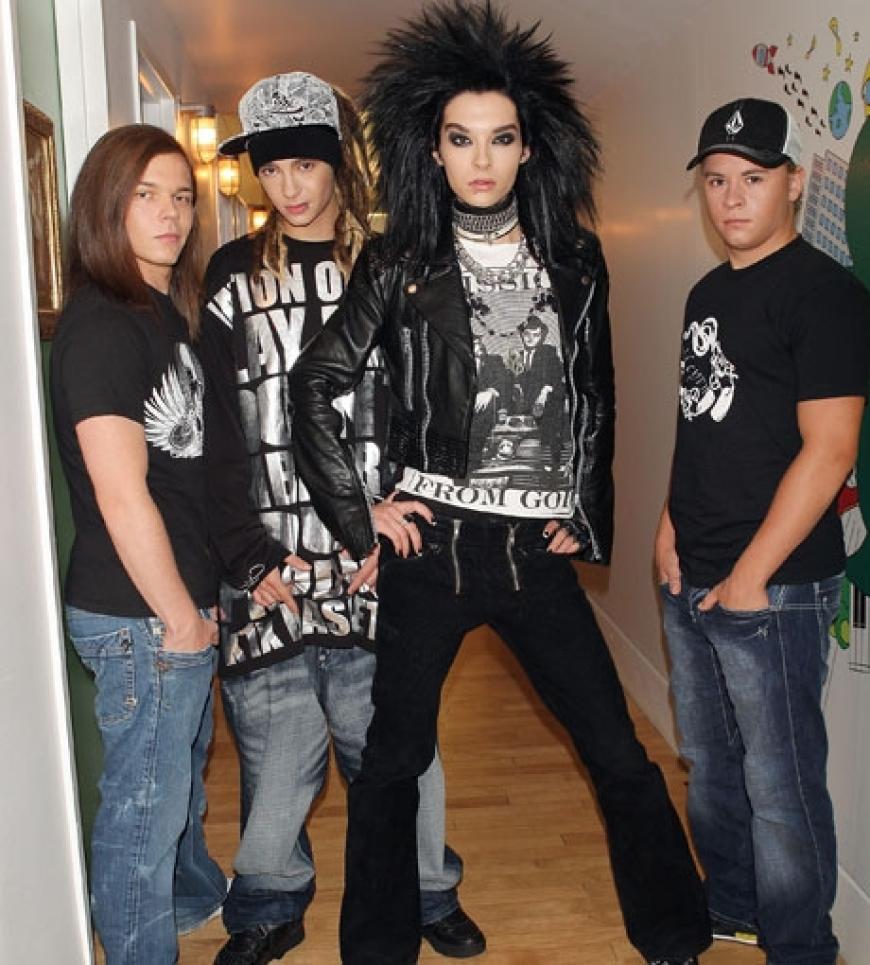 Bill Kaulitz mit seinen Jungs von Tokio Hotel: Mit über vier Millionen verkauften Tonträgern gehört die Band im deutschsprachigen Raum zu den kommerziell erfolgreichsten Bands der letzten Jahre