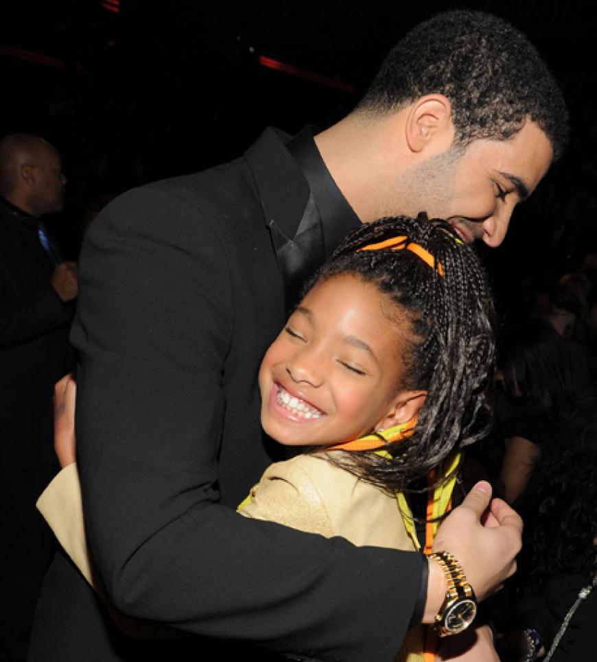 Herzliche Begrüßung: Musiker Drake und die kleine Willow Smith