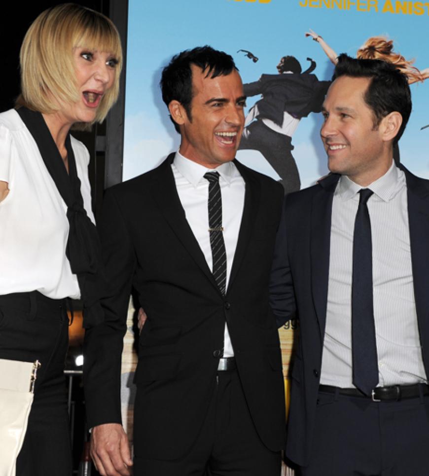 Zeigten sich allerbester Laune: Justin Theroux, Paul Rudd und Schauspielerin Kathryn Hahn