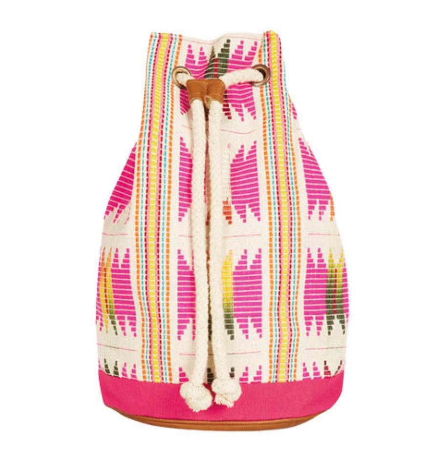 Bucket-Bagim Ethno-Look über Topshop.de, ca. 42 Euro